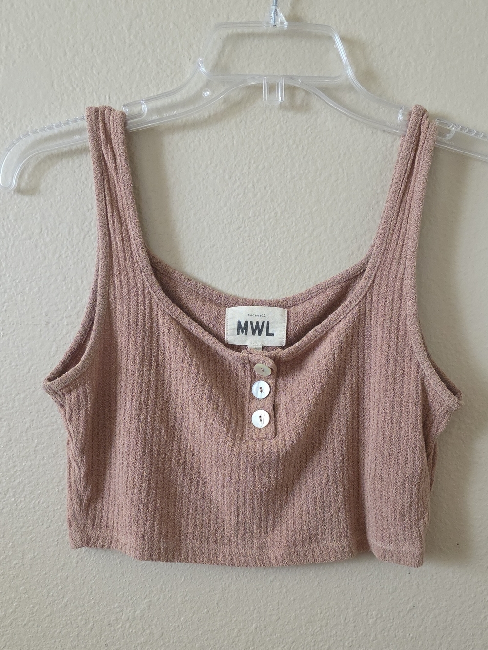 MWL Madewell Brown Ribbed Knit Cropped Tank Top - Size Small